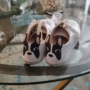 Kate Spade White and Black Dog Face Sneakers